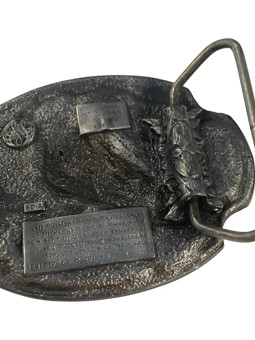 Vtg Siskiyou Bass Fishing Belt Buckle by William Oregon Pewter w/3D Enamel 1984
